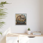 "Serene Mosaic Cat", Framed Mosaic Cat Art Print — Colorful Modern Wall Canvas