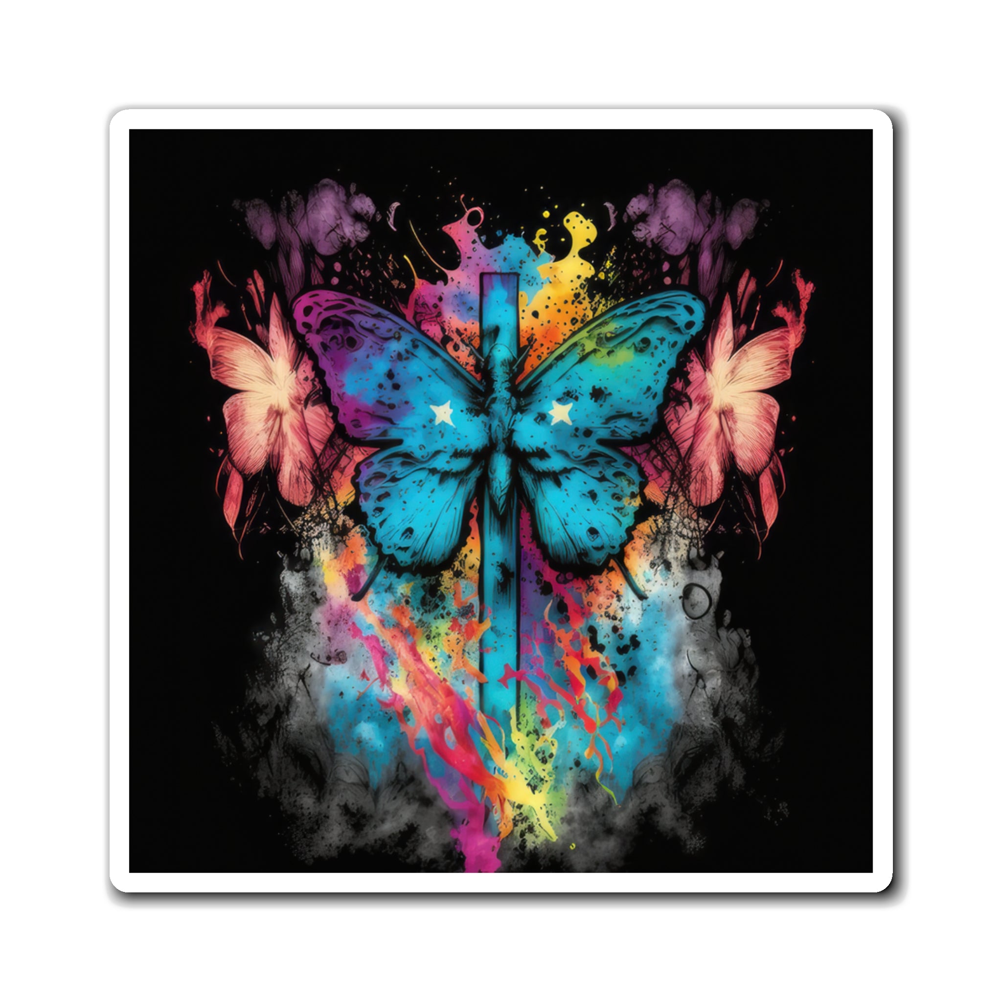Bold And Beautiful Butterflies Style 10 Tie-Dye Magnets
