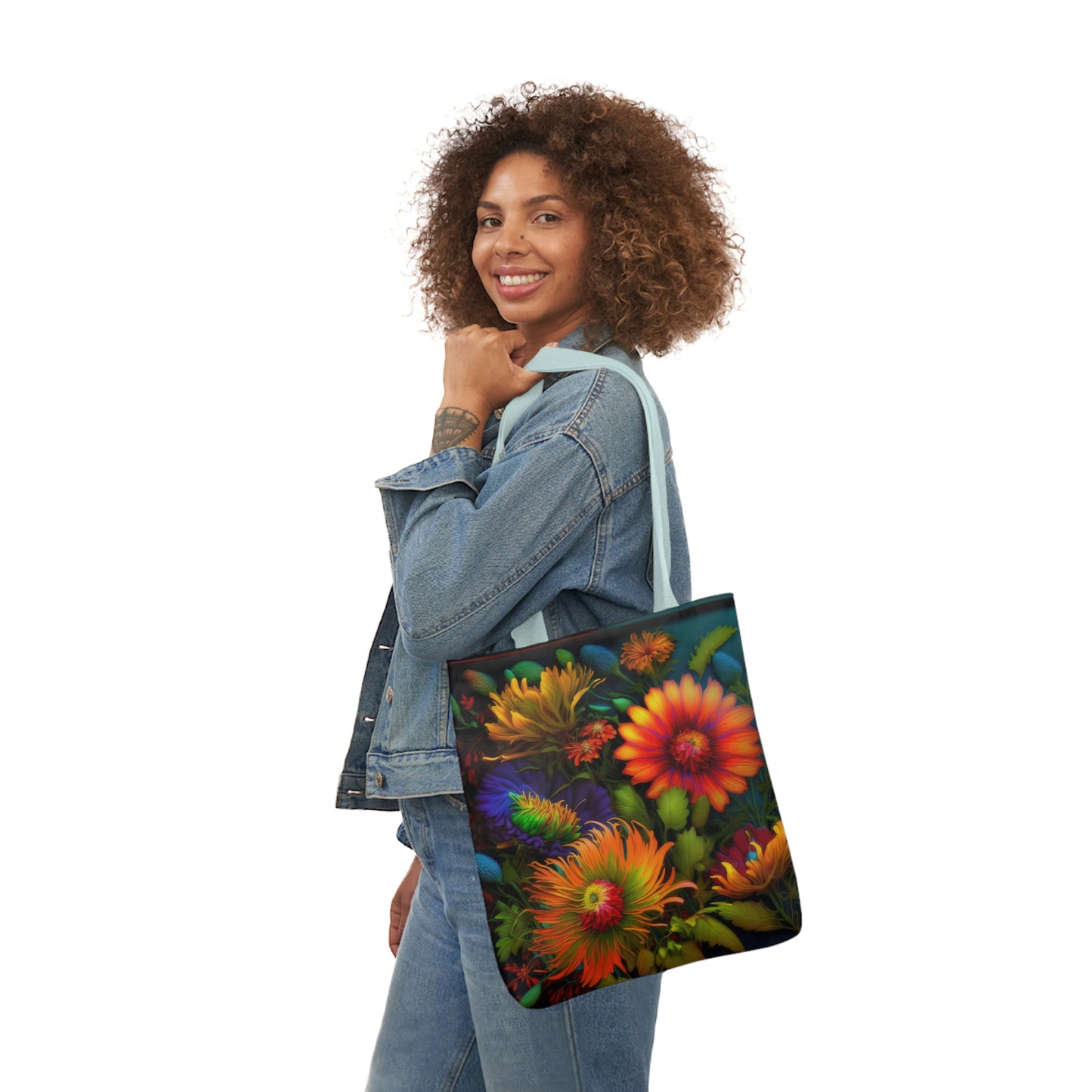 Bold And Beautiful Flowers Style One Polyester Canvas Tote Bag (AOP)