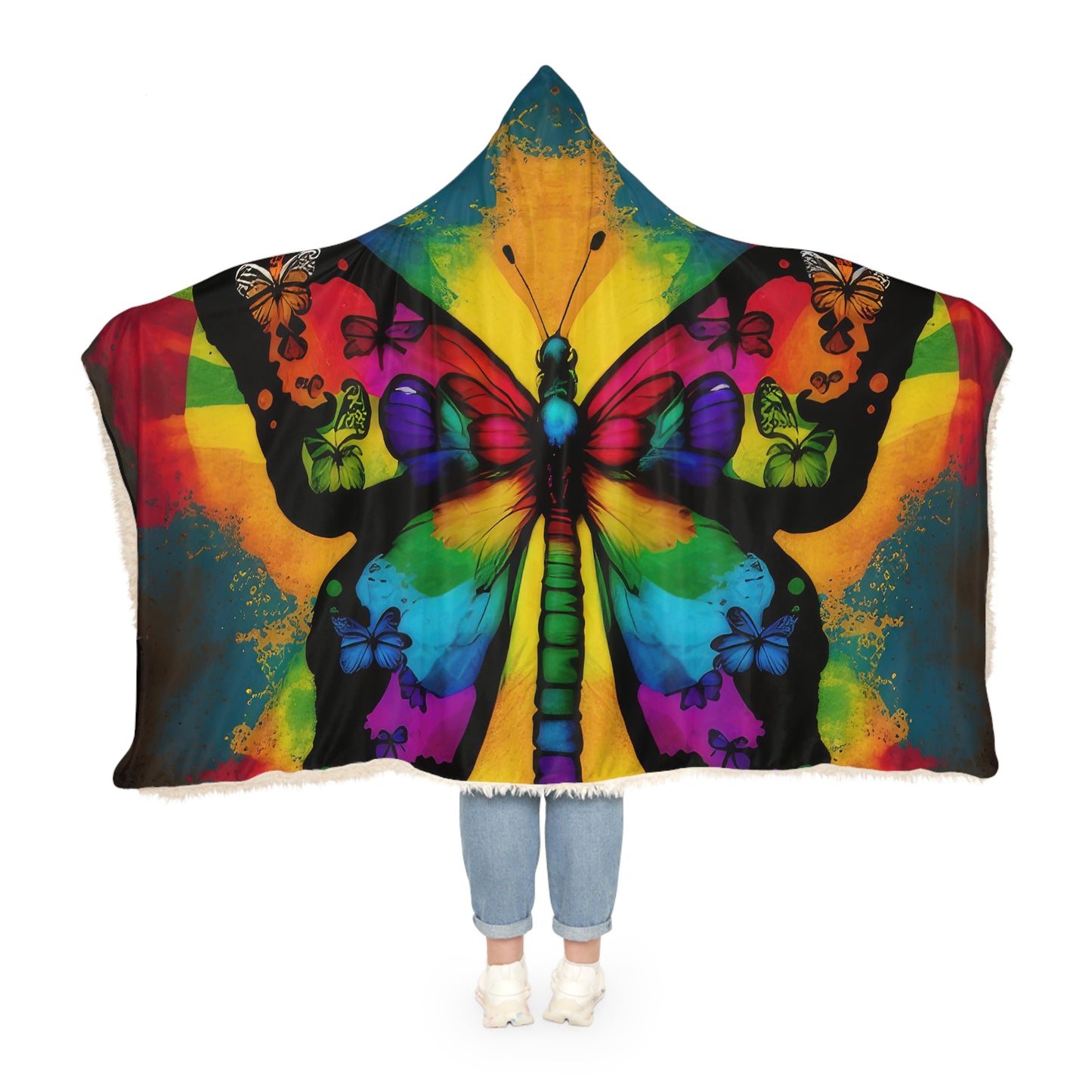 Beautiful Bold Colors Large Rainbow Colors Butterfly Snuggle Blanket