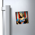 Retro Tattooed Pinup Blue, Red And White Star Magnet Style Six