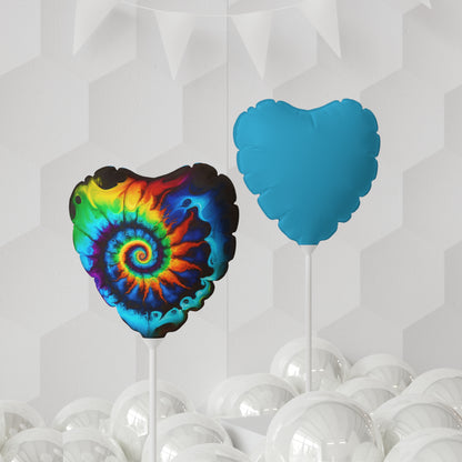 Bold And Beautiful Tie Dye Style One, Blue Back Balloon (Round and Heart-shaped), 11"