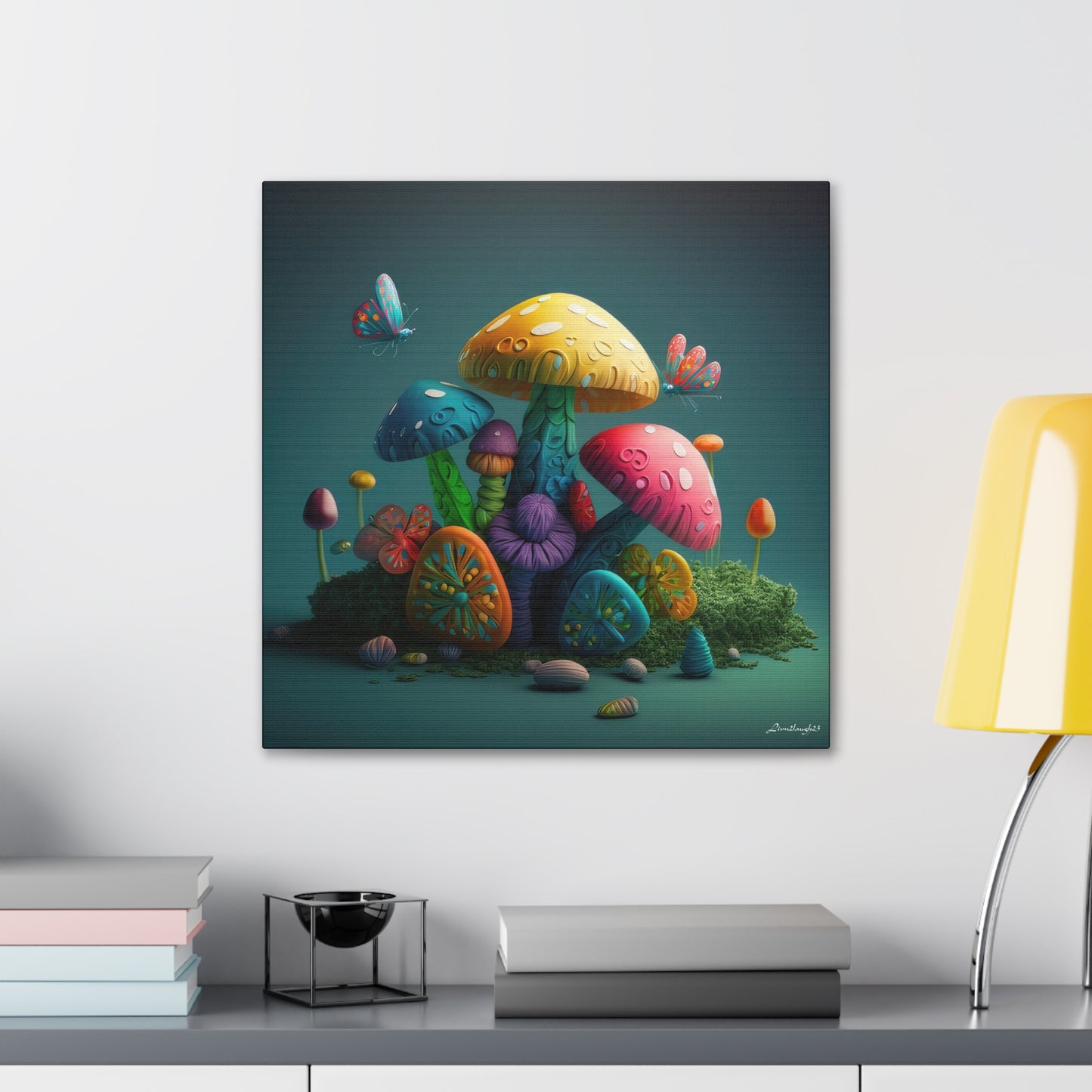 Beautiful Mushroom Luminating Colorful Bliss 4 Canvas Gallery Wraps