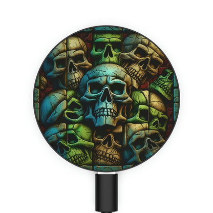 Metallic Chrome Skull And Detailed Background Style 9 Magnetic Induction Charger