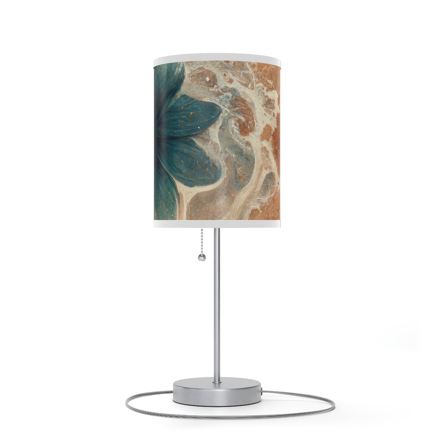 Bold And Beautiful White, Grey And Blue Floral Style 2 Lamp on a Stand, US|CA plug