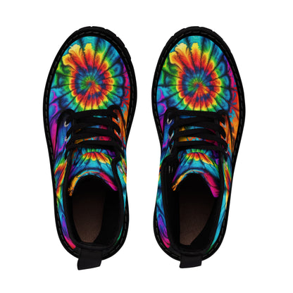 Bold And Beautiful Tie Dye Style Two Men's Canvas Boots