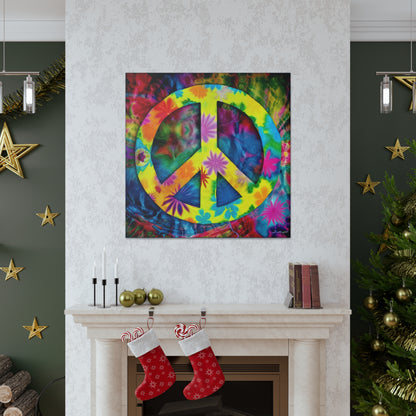 Coolio Tie Dye Hippie Peace Sign 3 Canvas Gallery Wraps