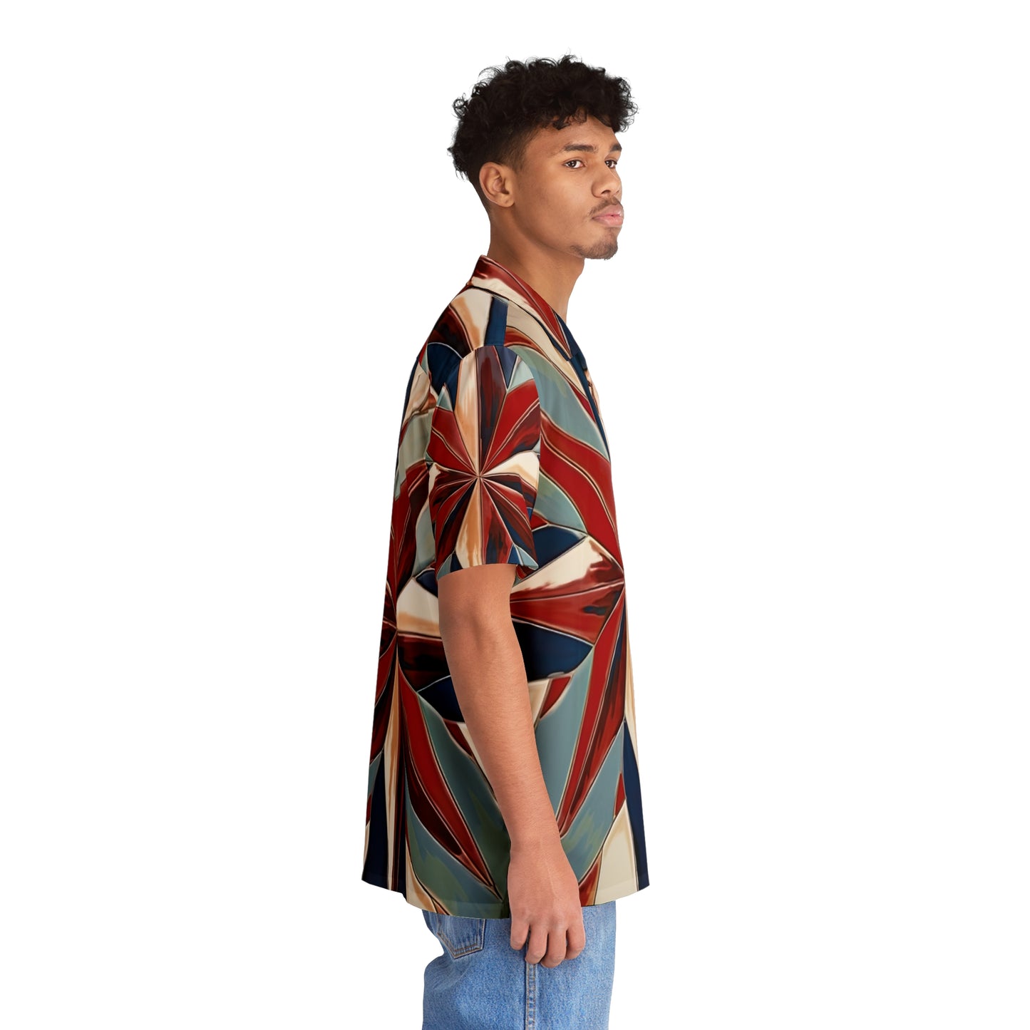 Beautiful Stars Abstract Star Style Red, White, And Blue Men's Hawaiian Shirt (AOP)