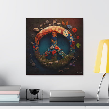 Beautiful Forest Round Peace Sign Canvas Gallery Wraps