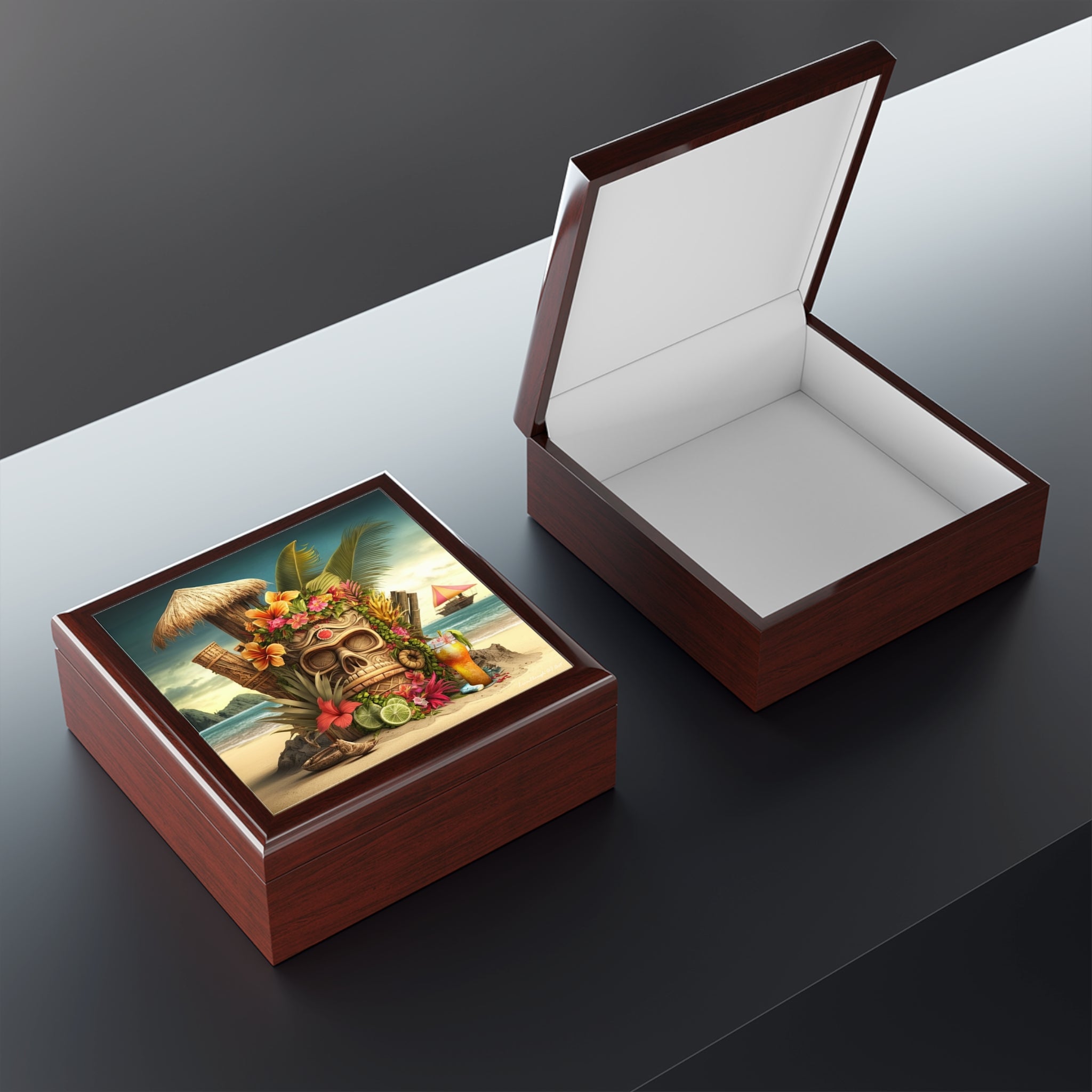 Tiki Dreams by the Shore, Jewelry- Stash -Collection Box