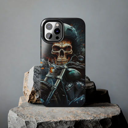 Skull Motorcycle Rider, Ready to Tear Up Road On Beautiful Bike 9 Tough Phone Cases