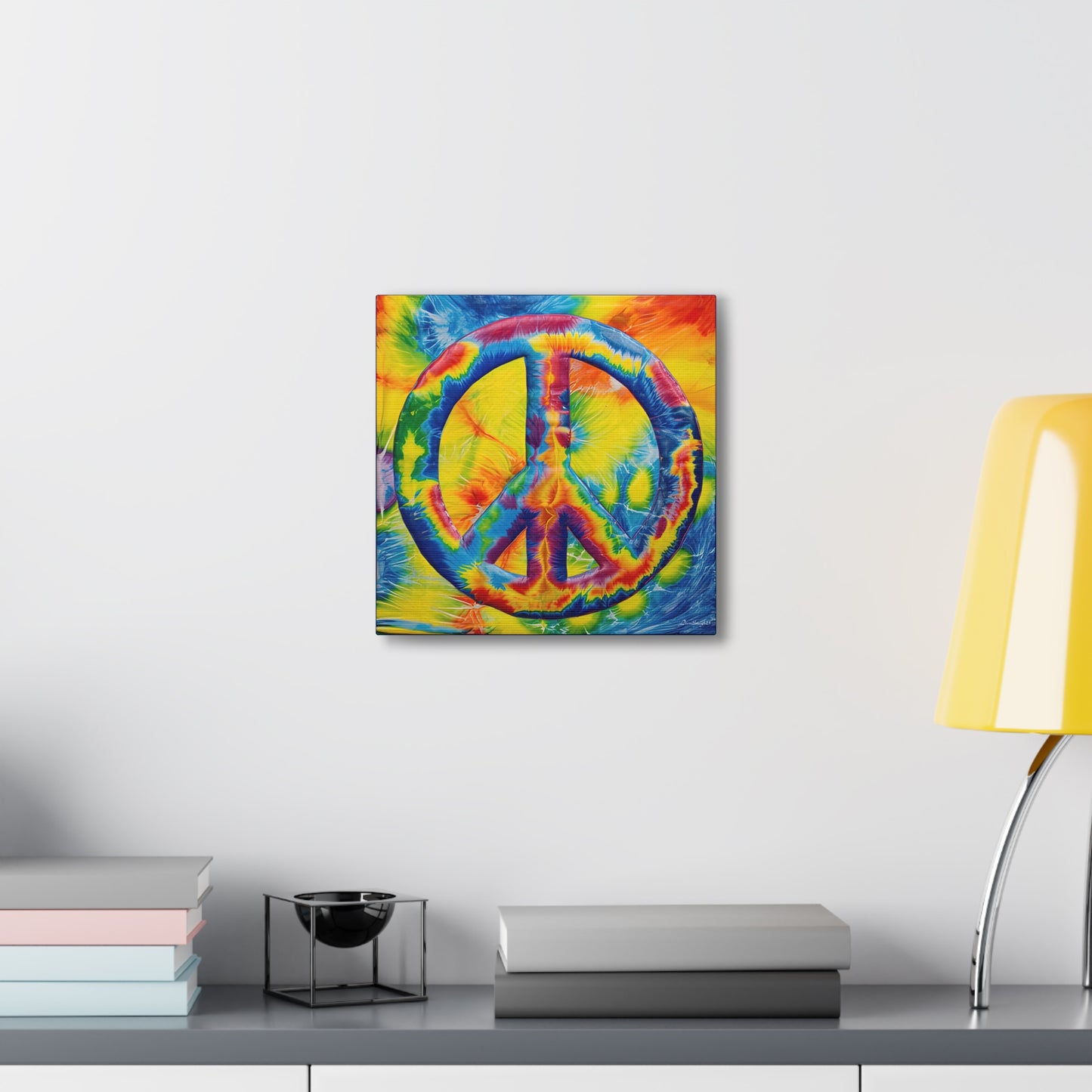 Coolio Tie Dye Hippie Peace Sign 4 Canvas Gallery Wraps