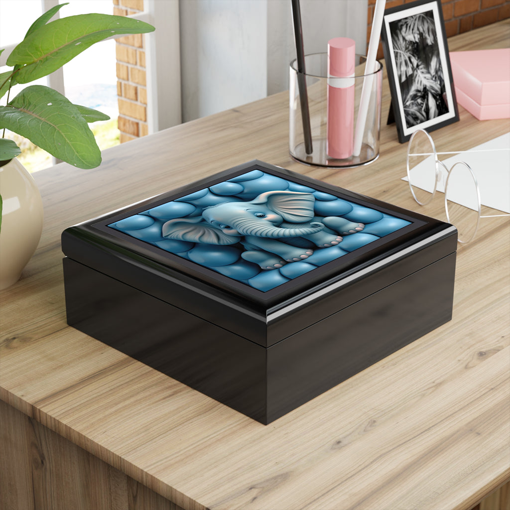 Cute Elephant Blue Bubble Background Jewelry Box Jewelry Box
