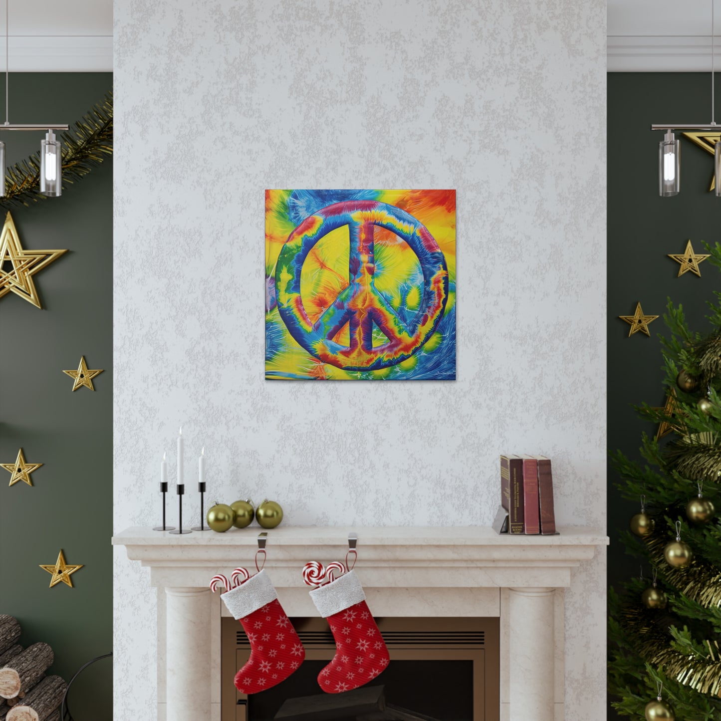 Coolio Tie Dye Hippie Peace Sign 4 Canvas Gallery Wraps