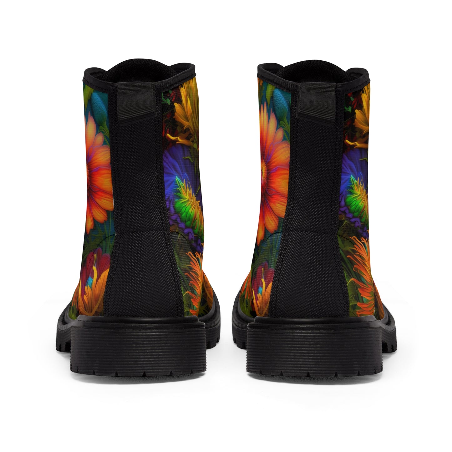 Bold And Beautiful Colorful Flowers Style One Women's Canvas Boots