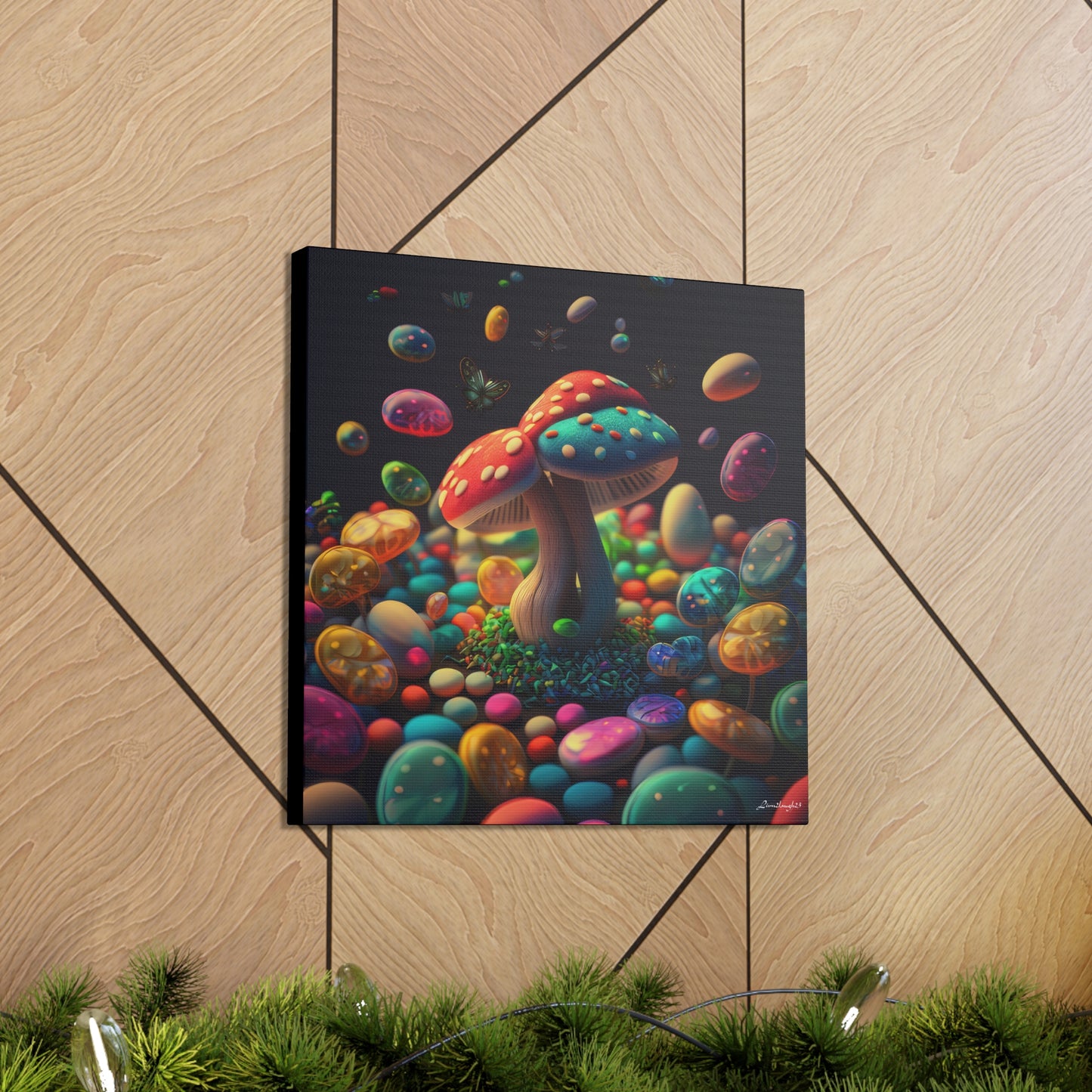 Beautiful Mushroom Luminating Colorful Bliss Canvas Gallery Wraps