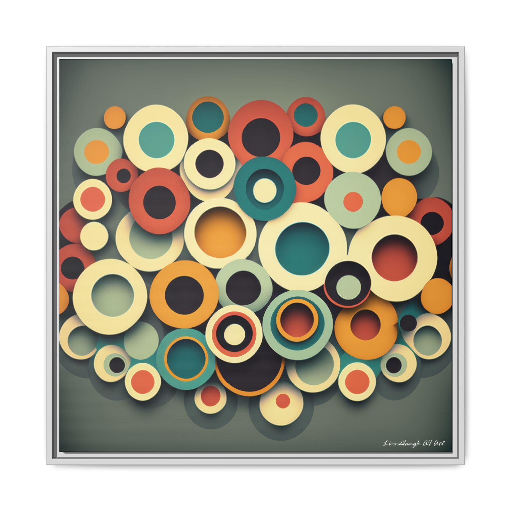 Gathered Circles, Matte Canvas, Framed (Multi-color)