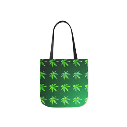 Green Leaf Marijuana Pot Weed Leaf 420 Polyester Canvas Tote Bag (AOP)