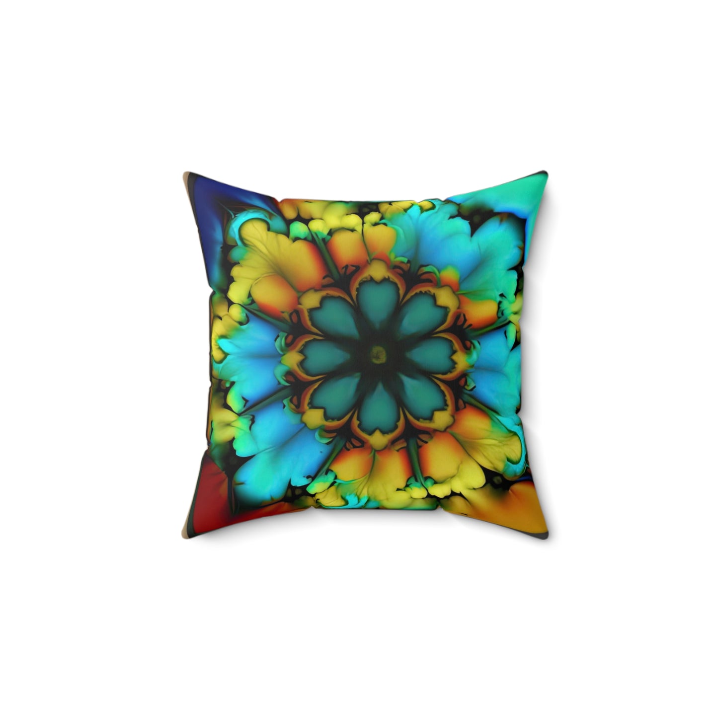 Bold And Beautiful Tie Dye B 3 Blue Yellow Spun Polyester Square Pillow