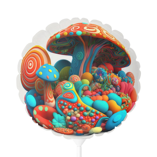 Hippie Mushroom Color Candy Style Design Style 1 Balloon (Round and Heart-shaped), 11"