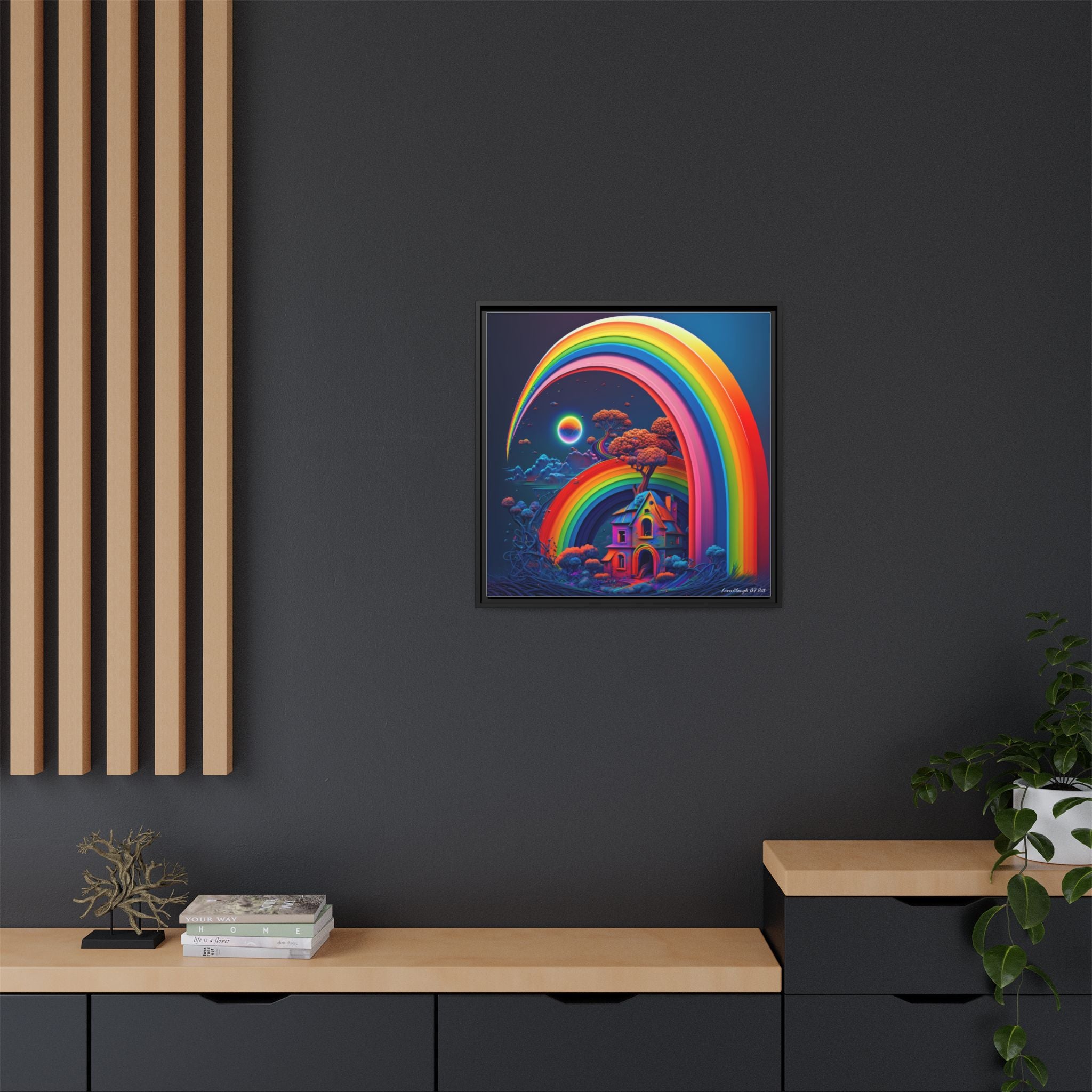 Home Beneath the Rainbow, Art Print — Colorful Modern Wall Canvas