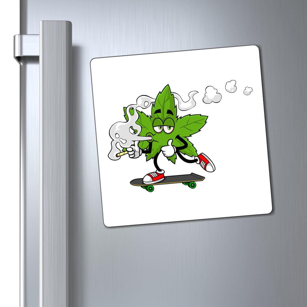 Marijuana Reggae Pot Leaf Man Smoking A Joint With Red Sneakers Riding Skateboard Style 3 Magnets
