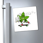 Marijuana Reggae Pot Leaf Man Smoking A Joint With Red Sneakers Riding Skateboard Style 3 Magnets