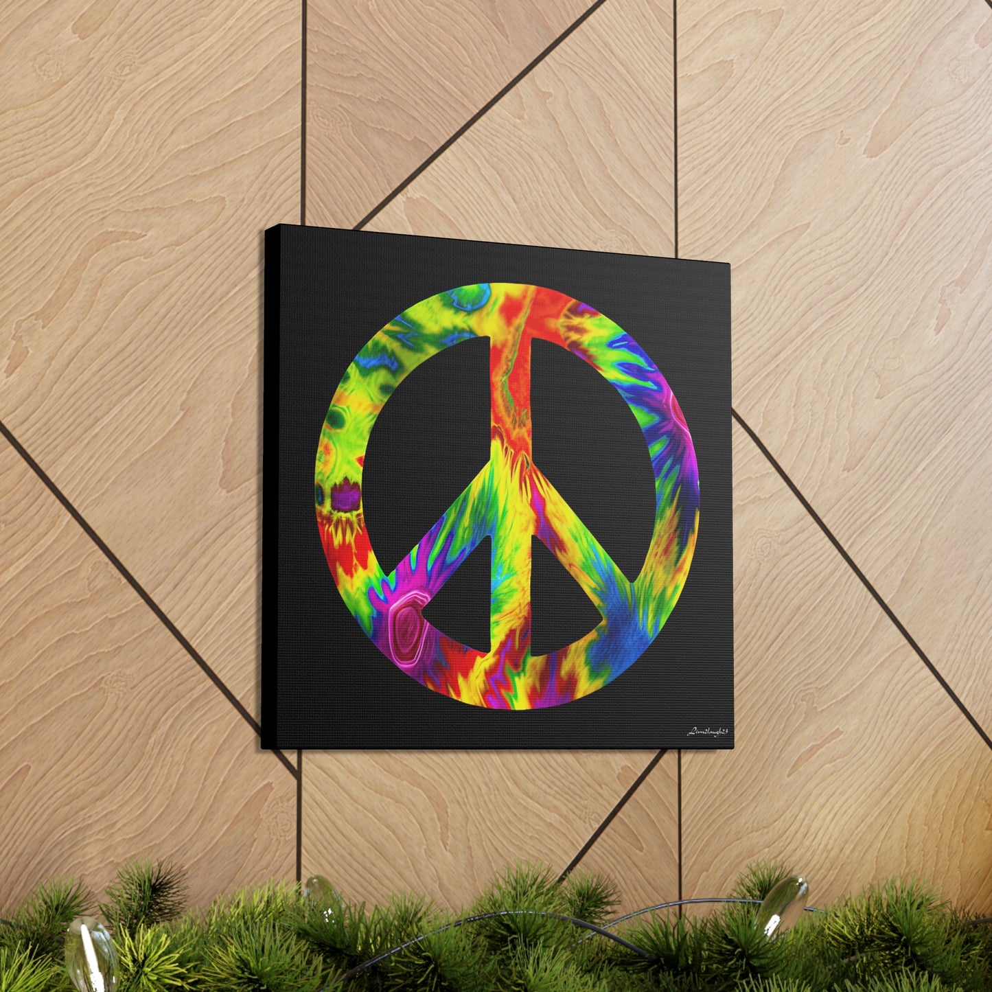 Coolio Tie Dye Hippie Peace Sign 6 Canvas Gallery Wraps