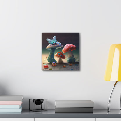 Beautiful Mushroom Luminating Colorful Bliss With Butterflies 2 Canvas Gallery Wraps