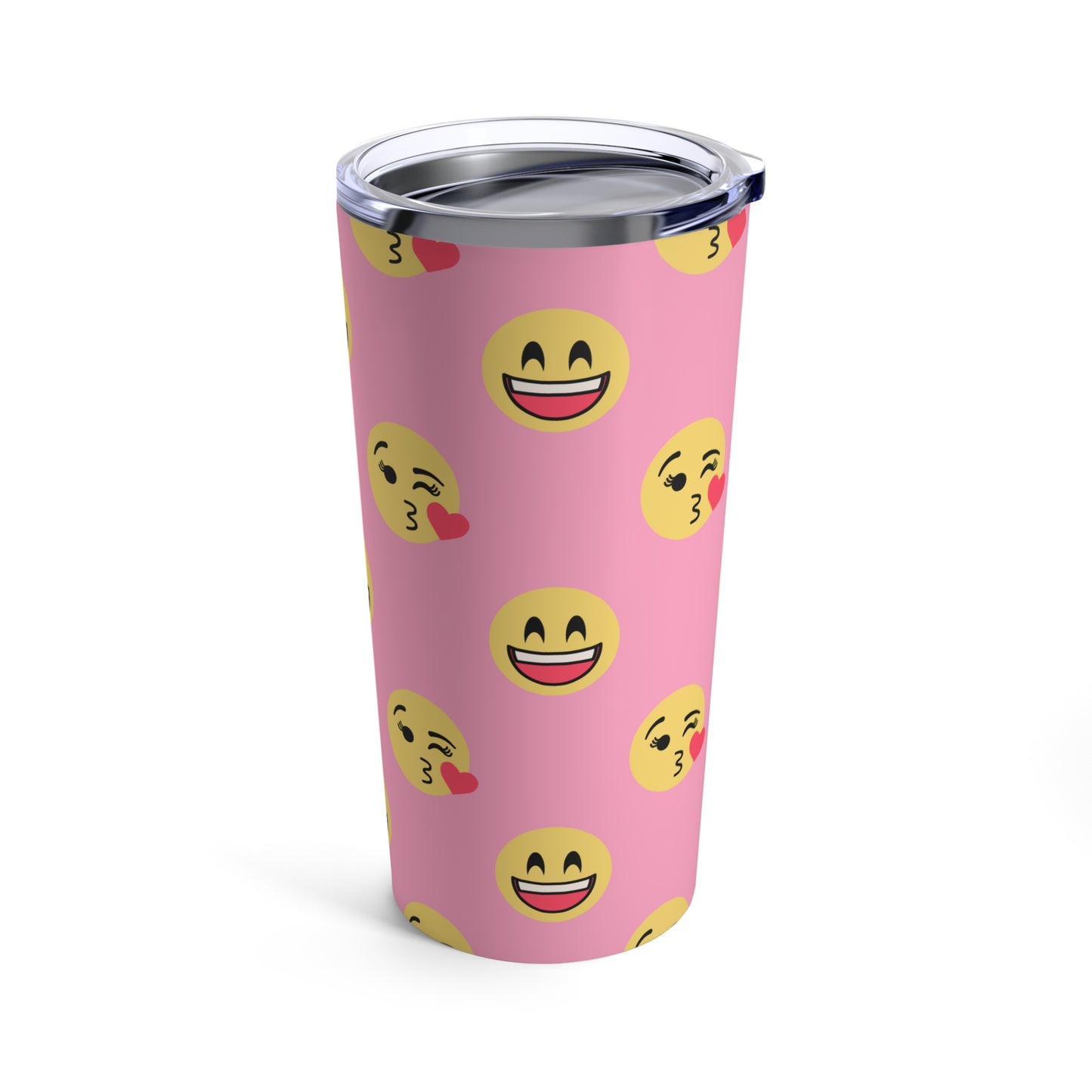 Guys And Girls Yellow Smiley Faces With Pink Background By SimiSwimStudios Tumbler 20oz