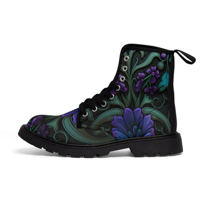Gothic Bold & Beautiful flower floral Style 3 Women's Canvas Boots