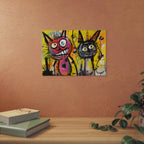 Abstract Multi Colored Cats With Yellow Background By DaFlowerChild Aluminum Composite Panels