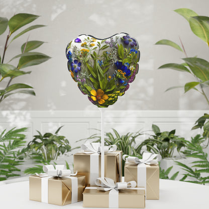 Bold & Beautiful & Metallic Wildflowers, Gorgeous floral Design, Style 4 Balloon (Round and Heart-shaped), 11"