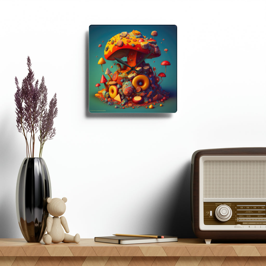 Hippie Mushroom Color Candy Style Design Style 2 Acrylic Wall Clock