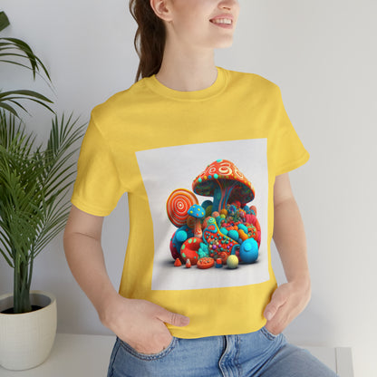 Hippie Mushroom Color Candy Style Design Style 1Unisex Jersey Short Sleeve Tee