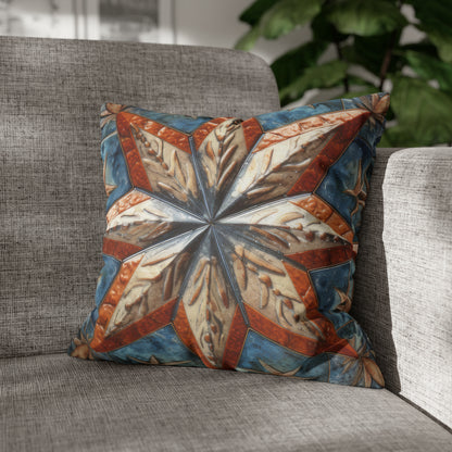 Beautiful Stars Abstract Star Style Orange, White And Blue Spun Polyester Square Pillow Case