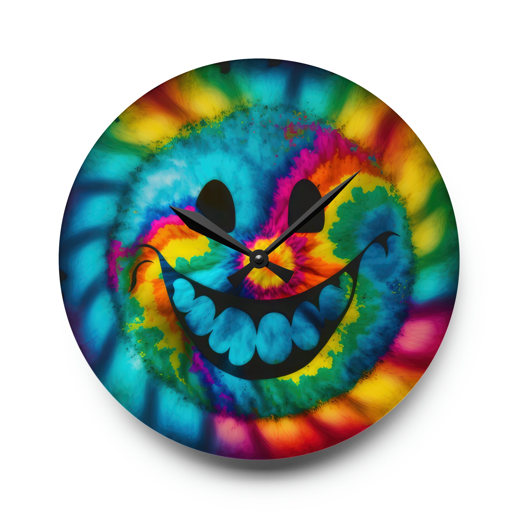 Happy Tie Dye Face Style 2 Wall Clock