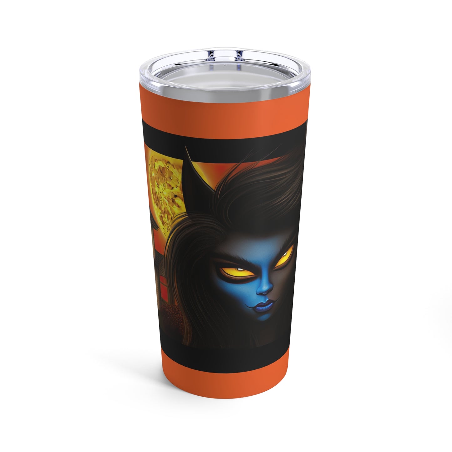 Horned Lady With Gorgeous Moon Mystic Fall Night With Spooky House Tumbler 20oz
