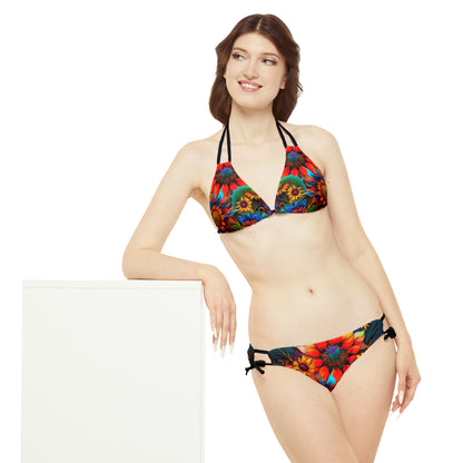 Bold And Beautiful Flowers Style Two Strappy Bikini Set (AOP)