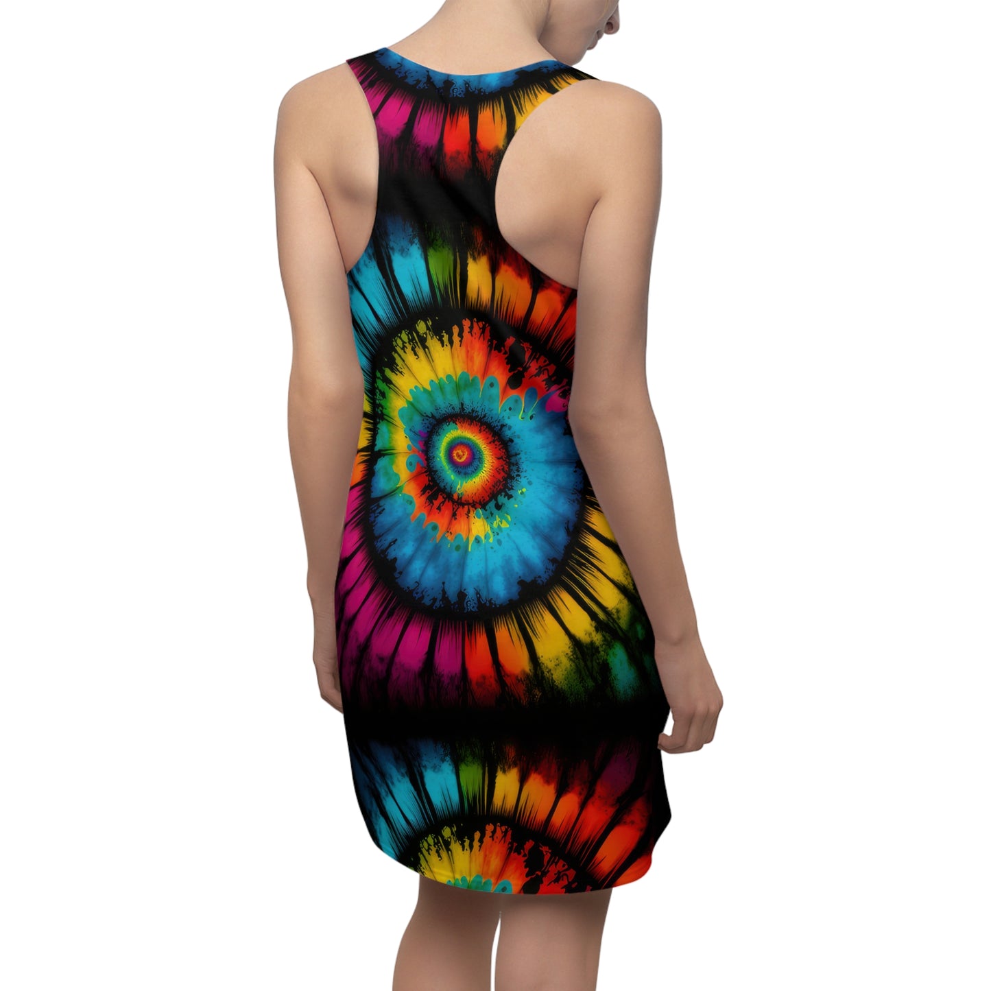 Bold And Beautiful Tie Dye Style Four D Women's Cut & Sew Racerback Dress (AOP)