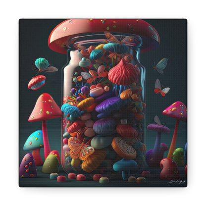 Beautiful Mushroom Luminating Colorful Bliss With Butterflies 2 Canvas Gallery Wraps