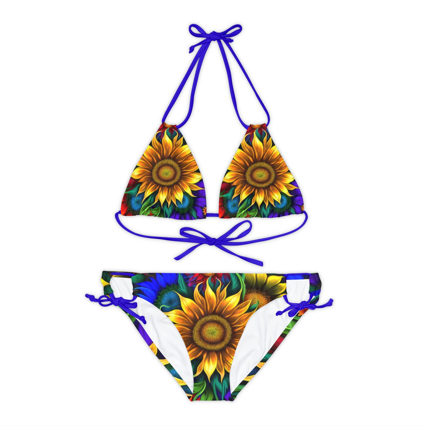 Bold And Beautiful Flowers Style Four Strappy Bikini Set (AOP)