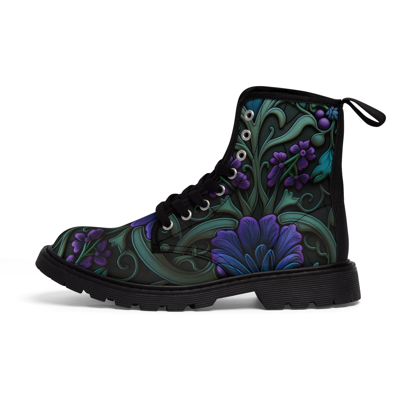 Gothic Bold & Beautiful flower floral Style 3 Men's Canvas Boots