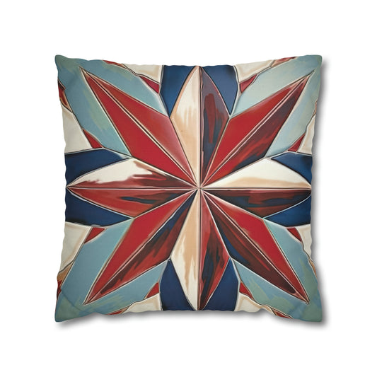 Beautiful Stars Abstract Star Style Red, White, And Blue Spun Polyester Square Pillow Case