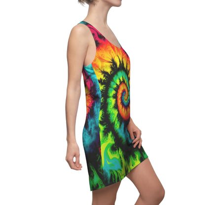 Bold And Beautiful Tie Dye Style Three C, Women's Cut & Sew Racerback Dress (AOP)