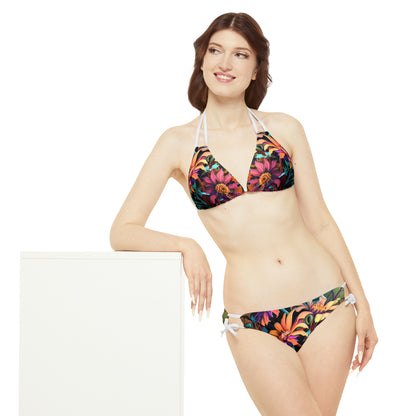 Bold And Beautiful Flowers Style Three Strappy Bikini Set (AOP)