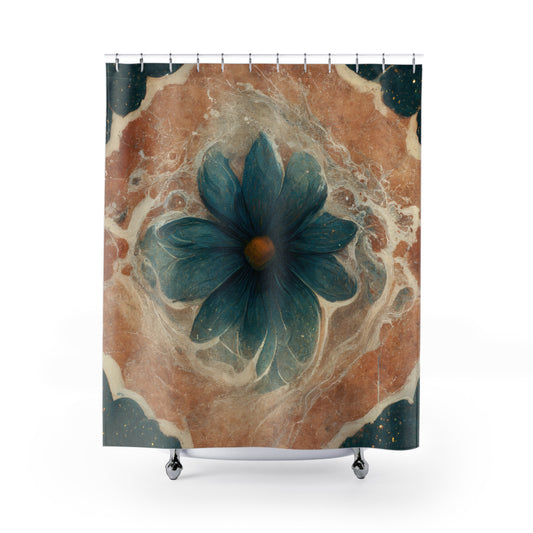 Bold And Beautiful White, Grey And Blue Floral Style 2 Shower Curtains