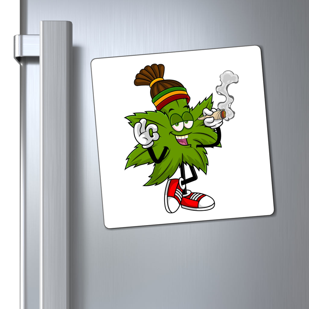 Marijuana Reggae Pot Leaf Man Smoking A Joint With Red Sneakers Style 2 Magnets