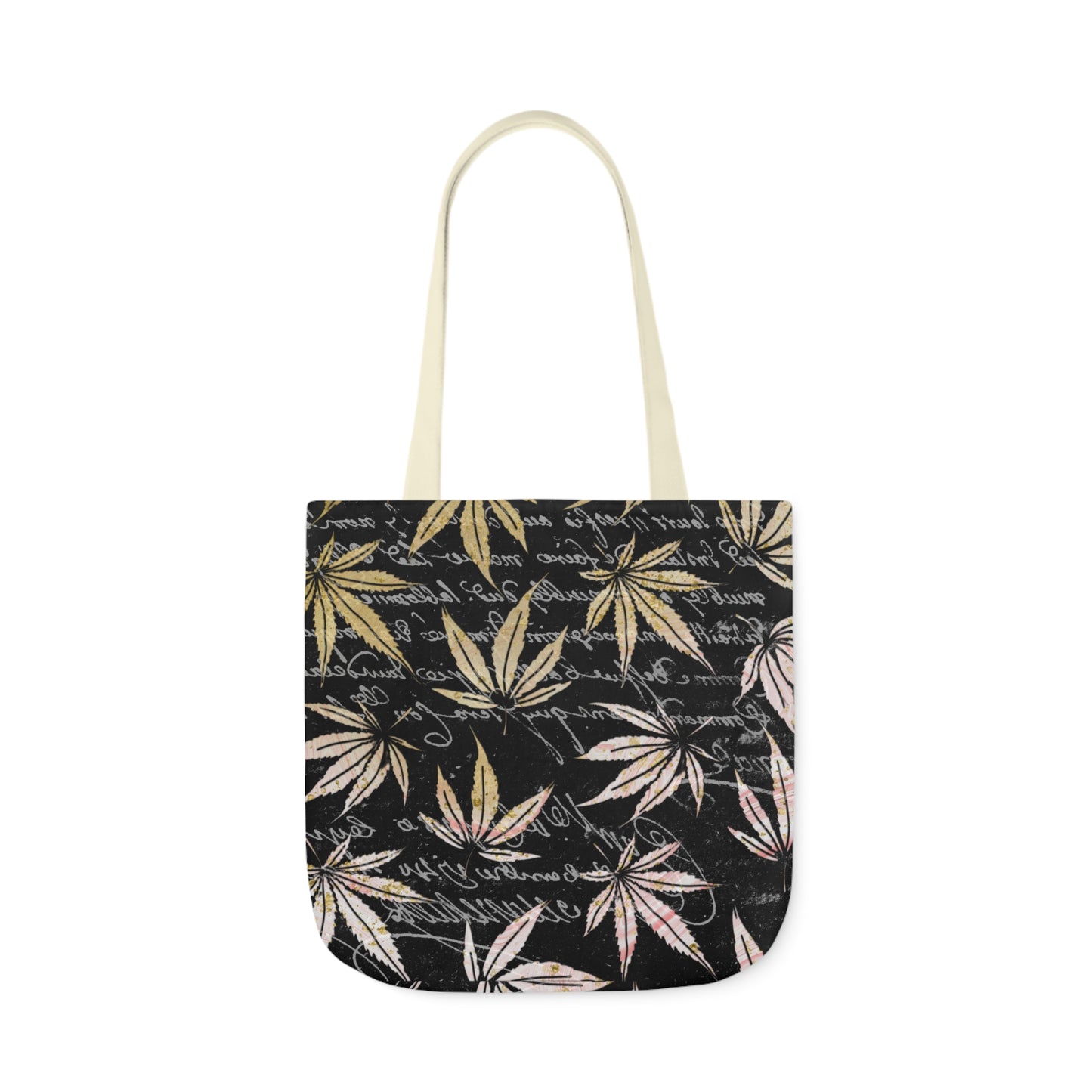 Gold And Black 420 Weed Marijuana Leaf Polyester Canvas Tote Bag (AOP)