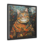 Mosaic Majesty: The Regal Cat, Framed Mosaic Cat Art Print — Colorful Modern Wall Canvas